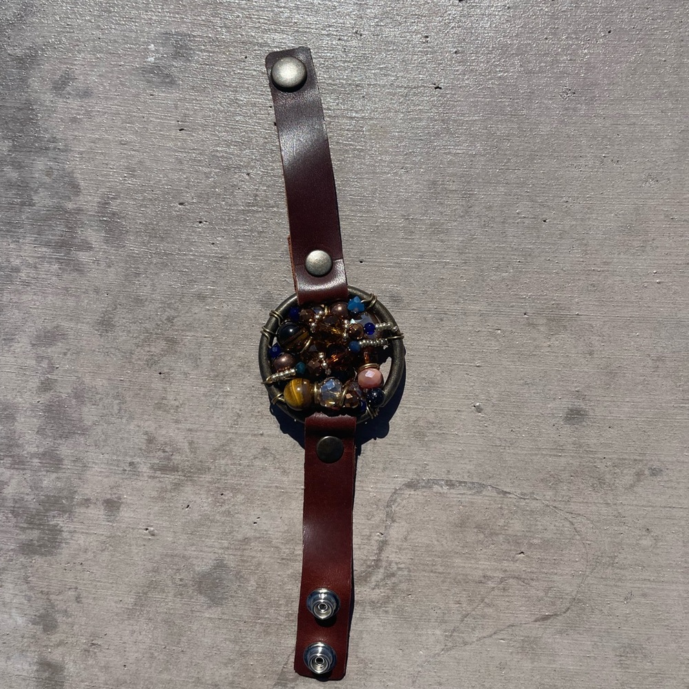 Leather crystal bracelet